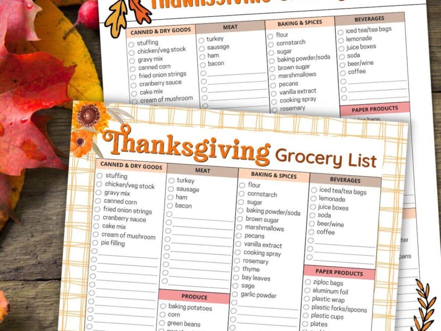 70 Ideas For Your Thanksgiving Shopping List Free Printable