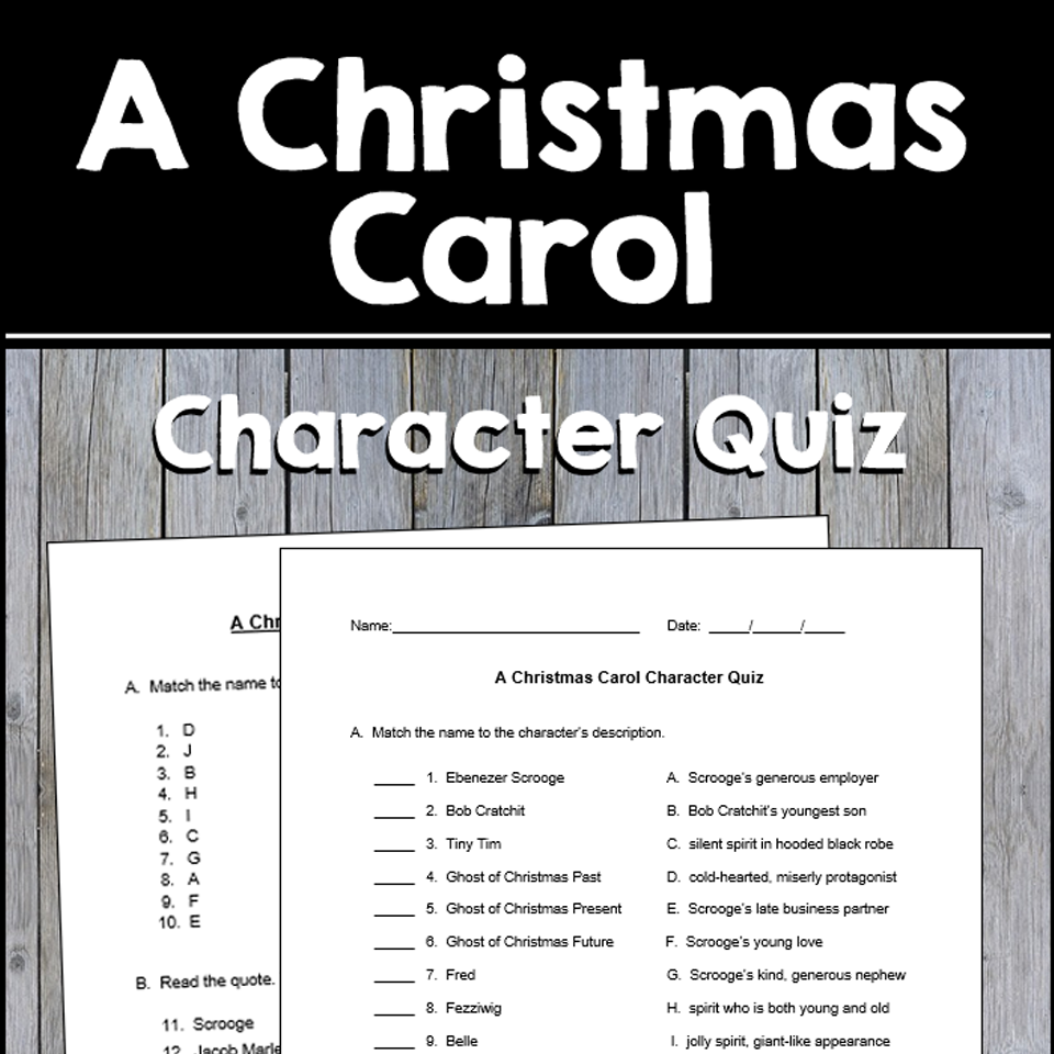 A Christmas Carol Quiz Printable A Christmas Carol Quiz Printable