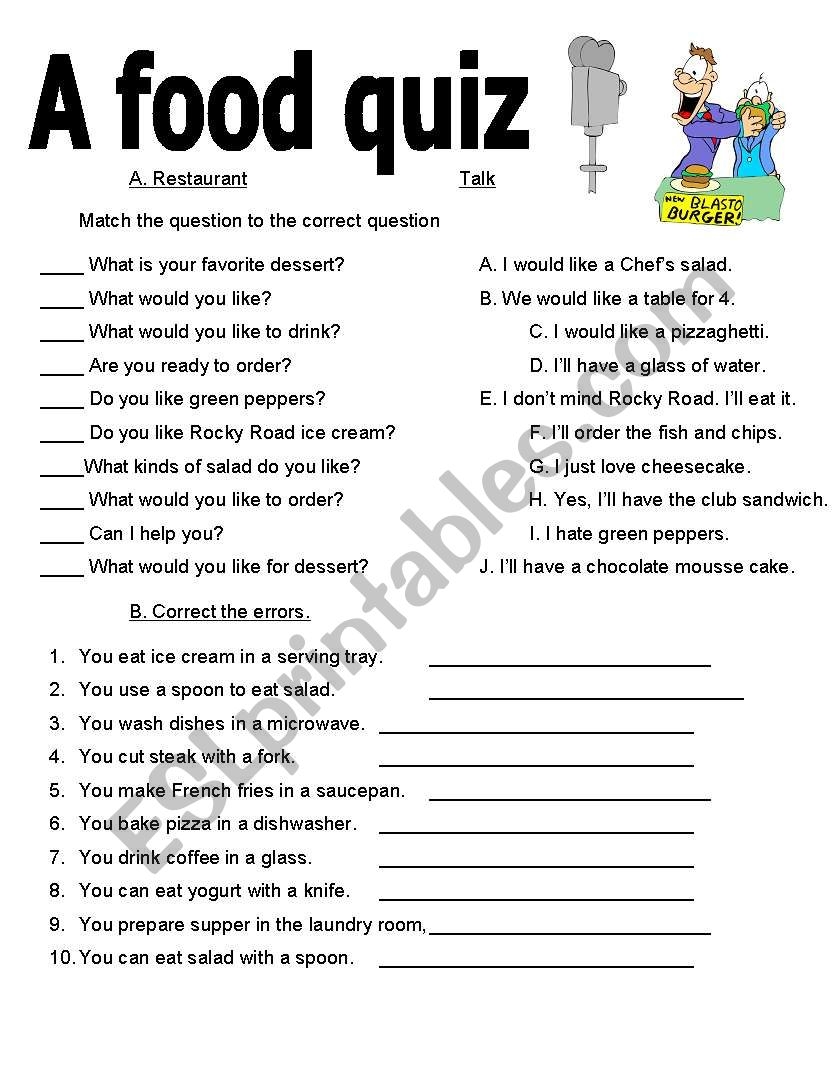 Printable Nutrition Quiz For Kids