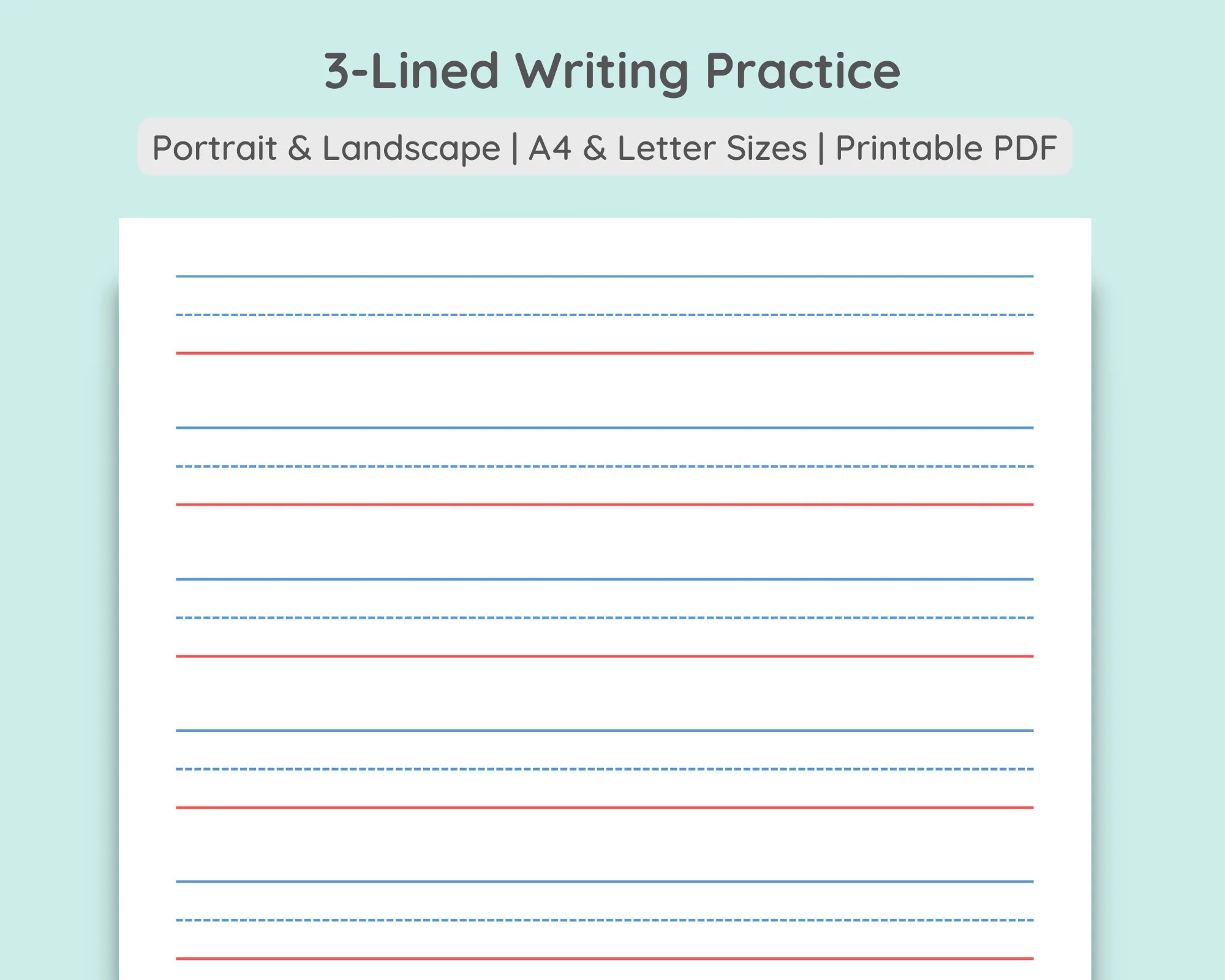 A4 Landscape Lined Paper Etsy