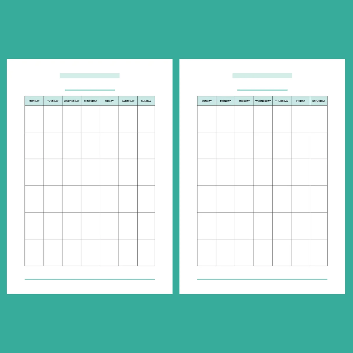 A5 Blank Monthly Calendar Template Printable PDF Instant Download Plan Print Land