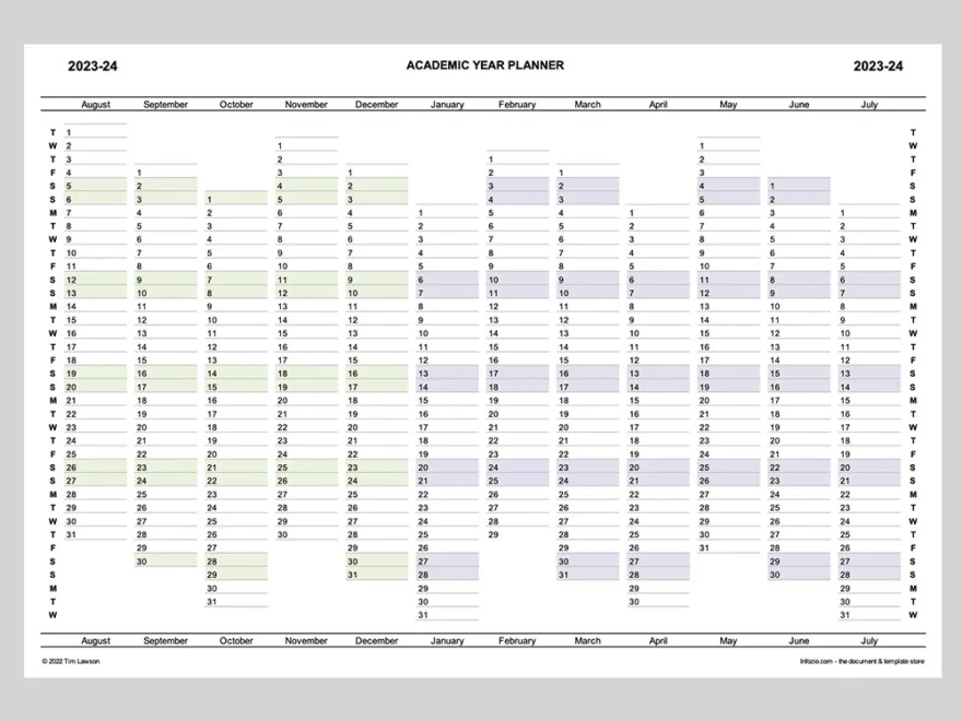 Academic Year Planner 2023 24 Printable A4 Or A3 Infozio