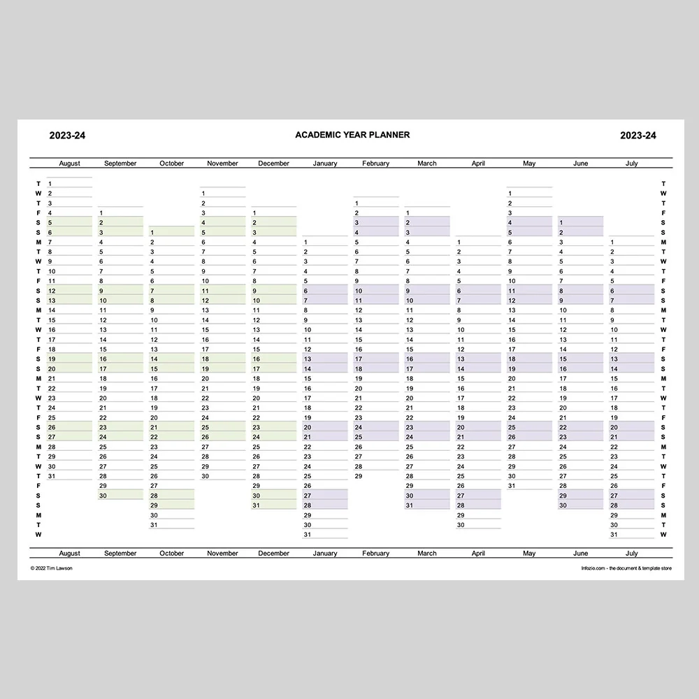 Academic Year Planner 2023 24 Printable A4 Or A3 Infozio