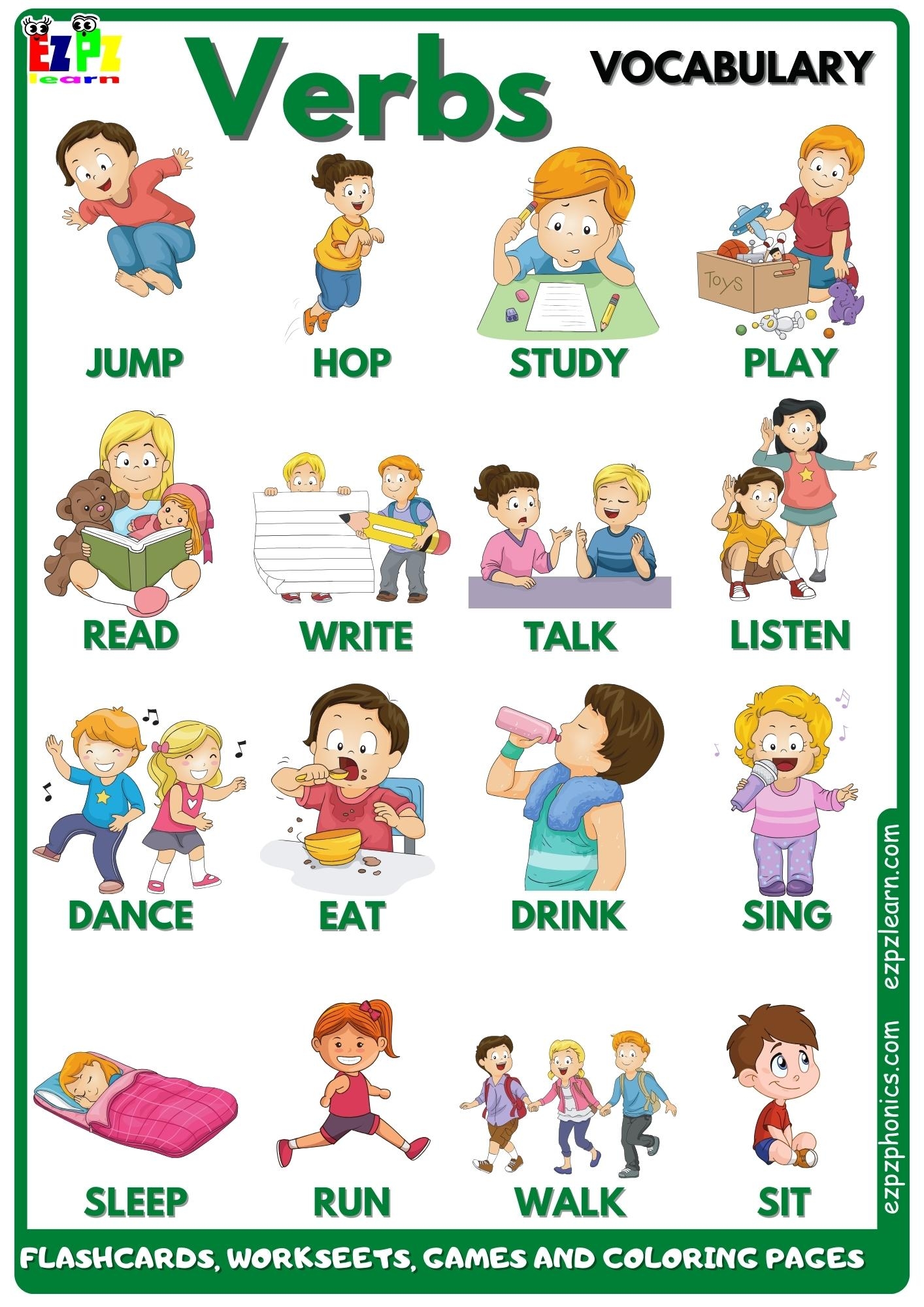 Printable List Of Action Verbs