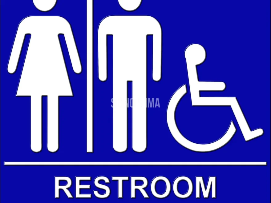 ADA Compliant Unisex Accessible Restroom Braille Sign 8 x8 SignOptima