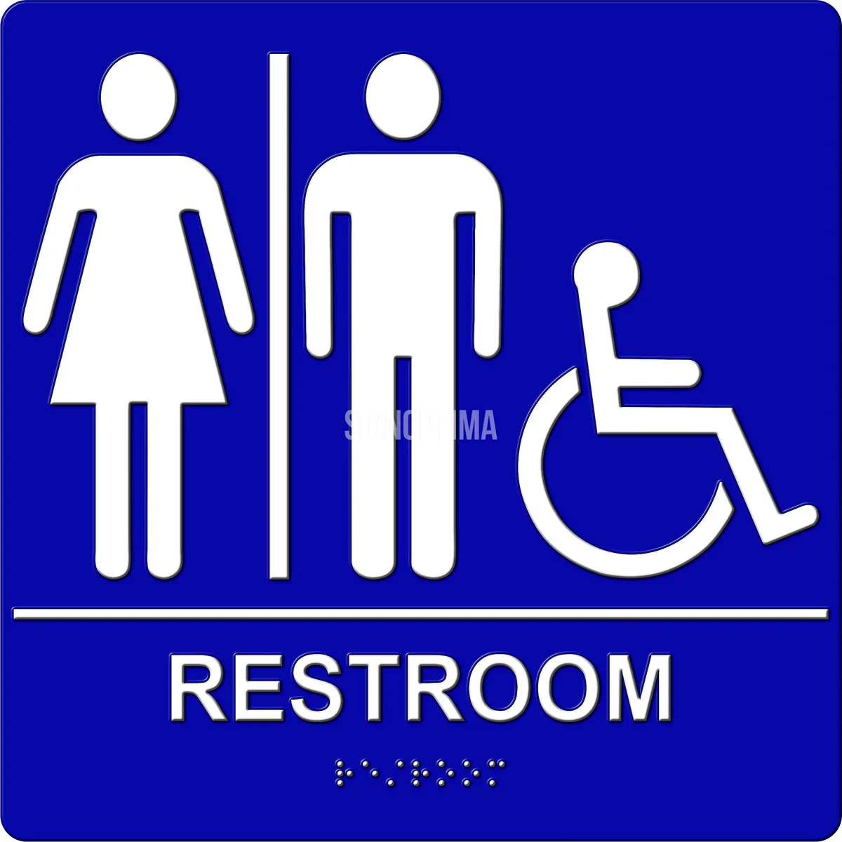ADA Compliant Unisex Accessible Restroom Braille Sign 8 x8 SignOptima