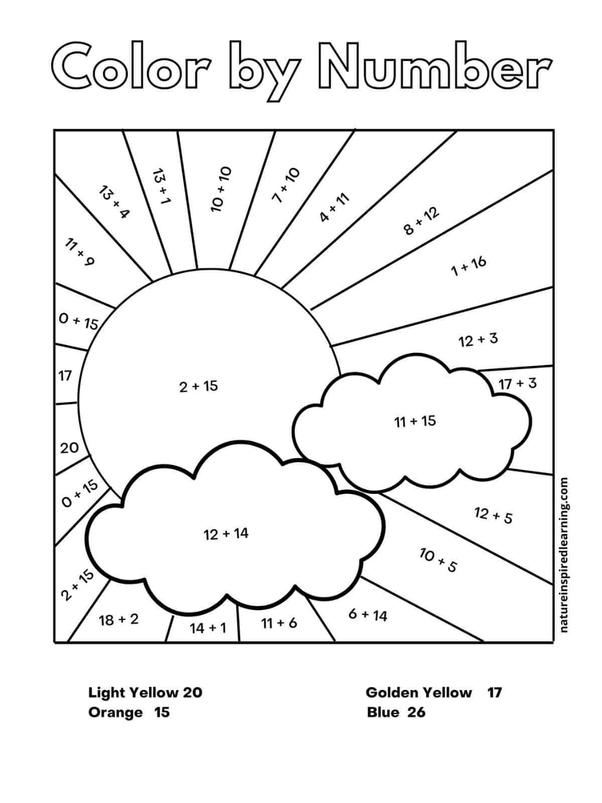 Printable Math Additon Coloring Sheets