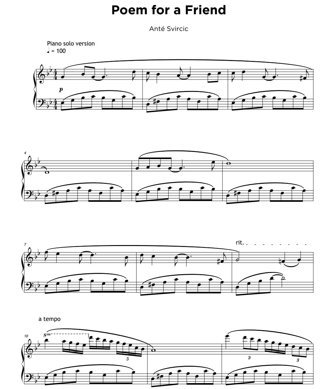 Affordable Sheet Music Downloads At Antesmusic Poem For A Friend Solo Piano New Sheet Music Ante s Music