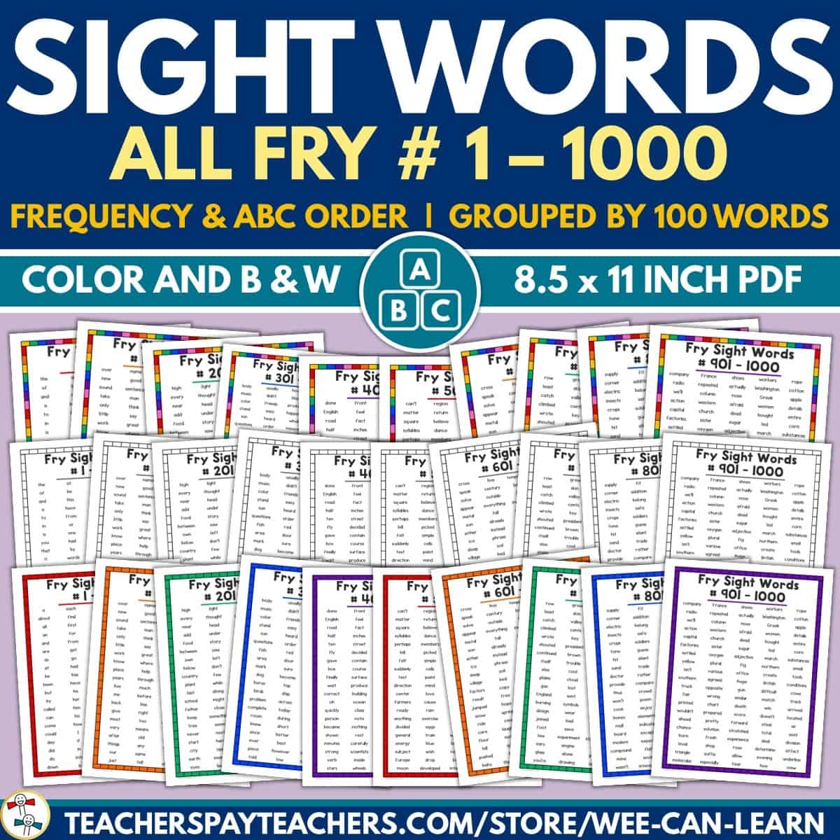 All Fry Sight Word List Alphabetical By Grade Level FREE Download 