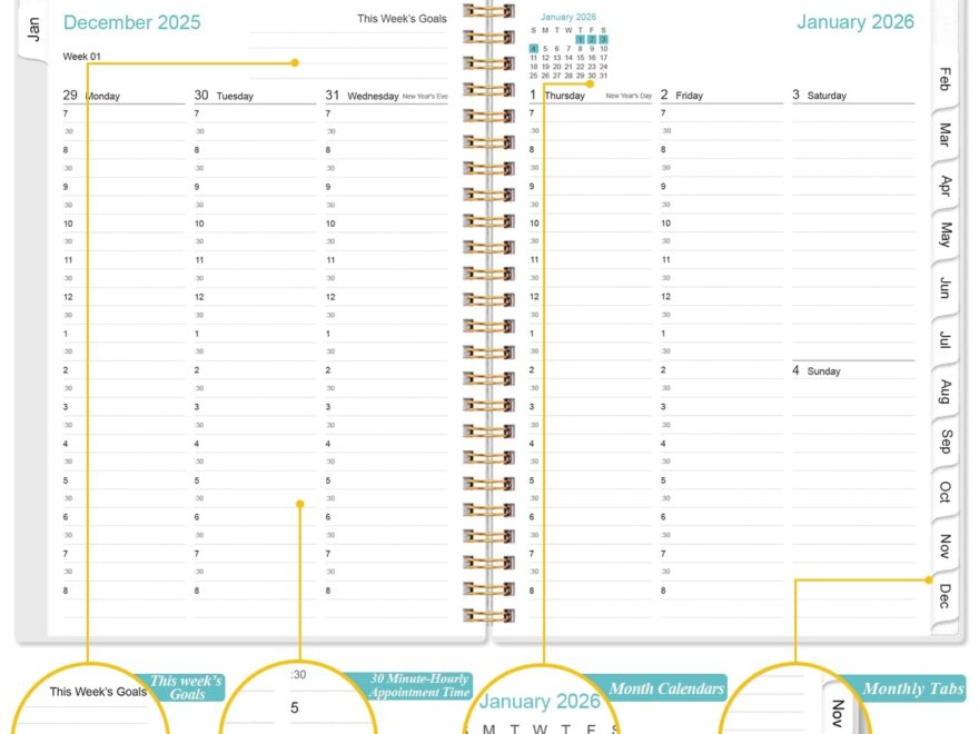 Amazon 2026 Appointment Book 2026 Daily Hourly Planner From January 2026 December 2026 12 Monthly Tabs Inner Pocket 6 4 X 8 5 Black Flower Office Products