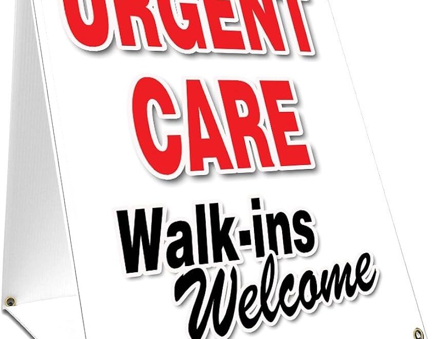 Amazon A Frame Sidewalk Urgent Care Walk ins Welcome Sign With Graphics On Each Side 18 X 24 Print Size Office Products