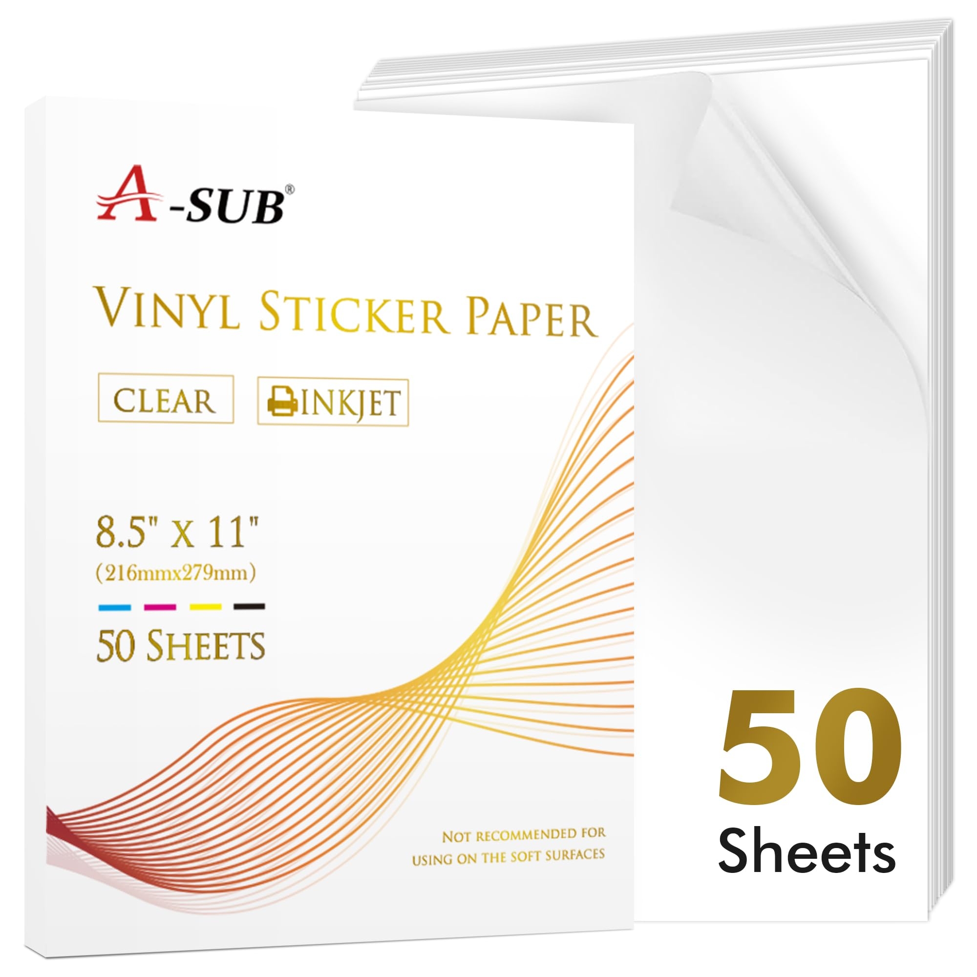 Amazon A SUB Clear Sticker Paper For Inkjet Printers Waterproof Translucent Printable Vinyl Sticker Paper 50 Sheets 8 5x11 Inch Glossy Clear Label Paper For Custom Decals Office Products Amazon A SUB Clear Sticker Paper For Inkjet Printers Waterproof Translucent Printable Vinyl Sticker Paper 50 Sheets 8 5x11 Inch Glossy Clear Label Paper For Custom Decals Office Products