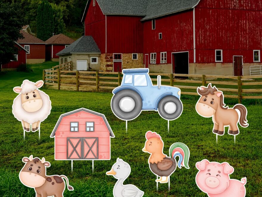 Amazon Farm Animal Party Yard Sign Cutouts Farm Animal Birthday Party Decorations Outdoor Props Barnyard Party Yard Signs With Metal Stakes VP3611 Patio Lawn Garden