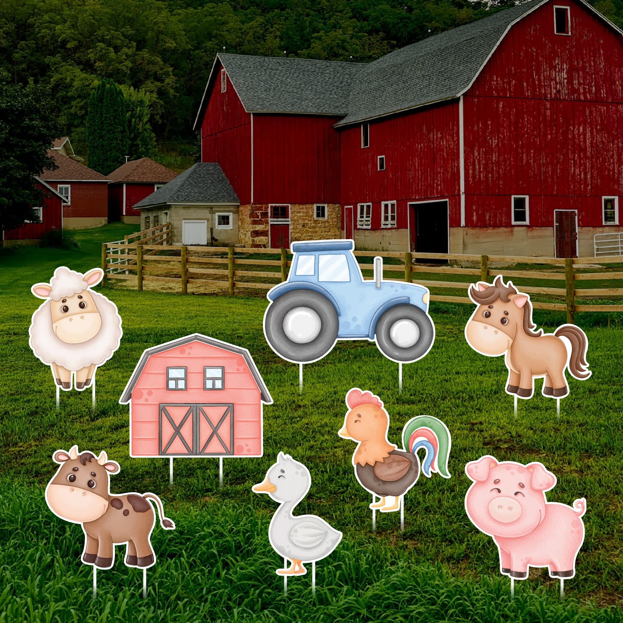 Amazon Farm Animal Party Yard Sign Cutouts Farm Animal Birthday Party Decorations Outdoor Props Barnyard Party Yard Signs With Metal Stakes VP3611 Patio Lawn Garden