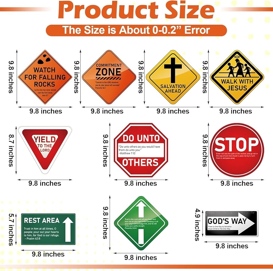 Amazon Frienda 10 Pcs Christian Road Sign VBS Road Trip Decorations Paper Religious Bulletin Board Cutouts Construction Party For Halloween Trunk Or Treat Classroom Bible Sunday School Church Decor Office Products Amazon Frienda 10 Pcs Christian Road Sign VBS Road Trip Decorations Paper Religious Bulletin Board Cutouts Construction Party For Halloween Trunk Or Treat Classroom Bible Sunday School Church Decor Office Products