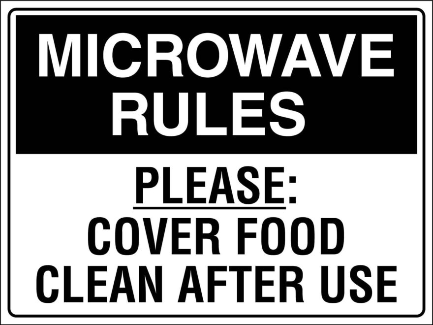 Amazon Microwave Rules Please Cover Food Clean After Use Sign Metal Tin Sign 8x12 Inches Industrial Scientific