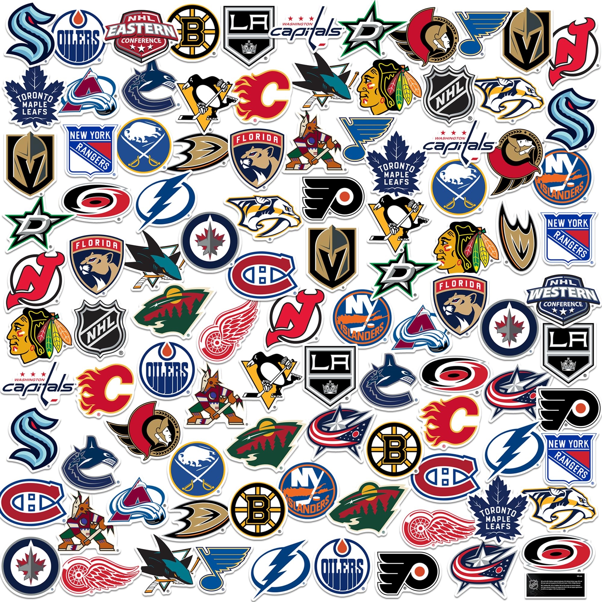 Amazon National Hockey League NHL Hockey All Teams 100ct Vinyl Large Deluxe Stickers Variety Pack Laptop Water Bottle Scrapbooking Tablet Skateboard Indoor Outdoor Set Of 100 Sports Outdoors