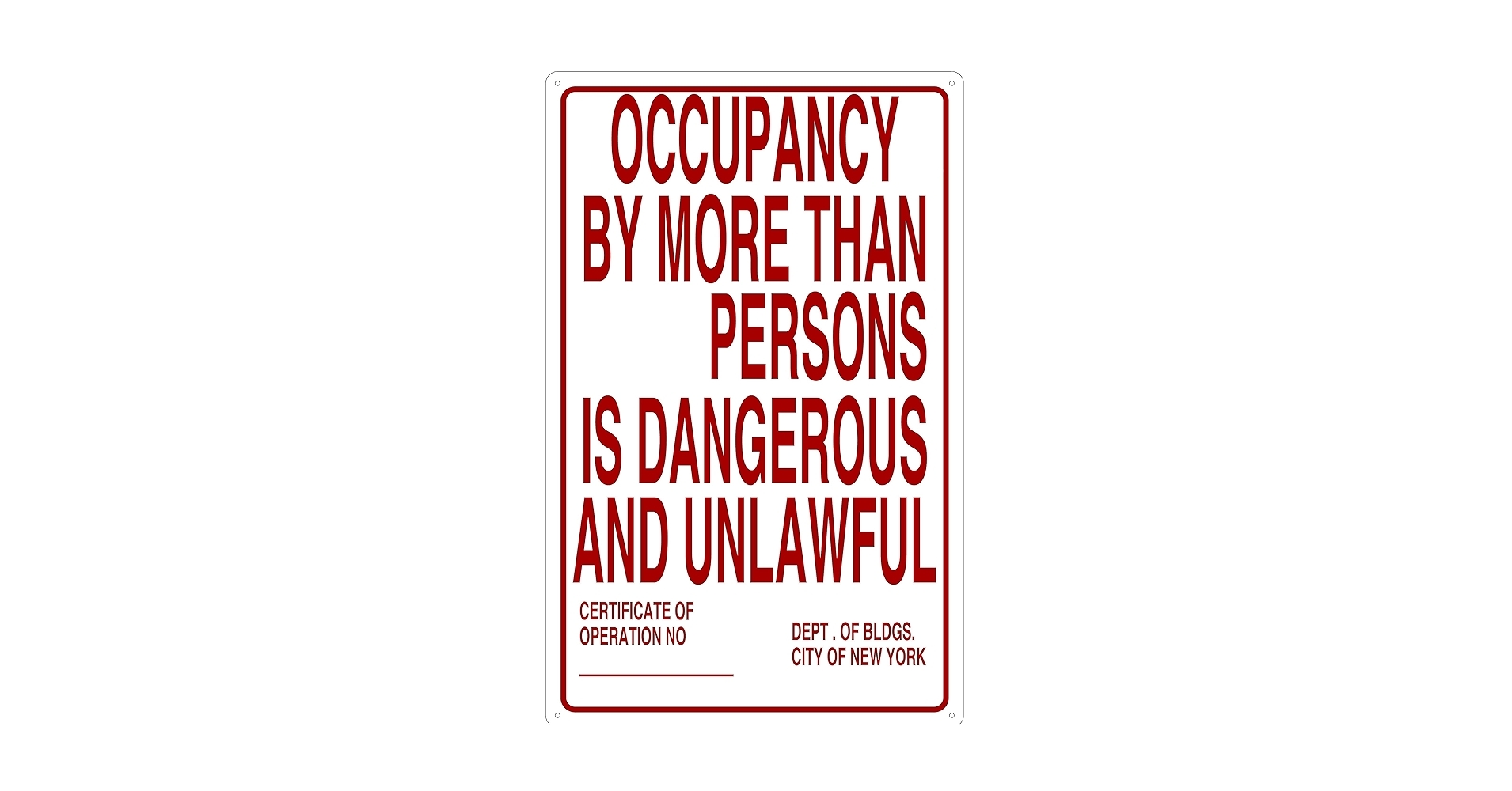 Occupancy Permit Printable Occupancy Signs Fdny