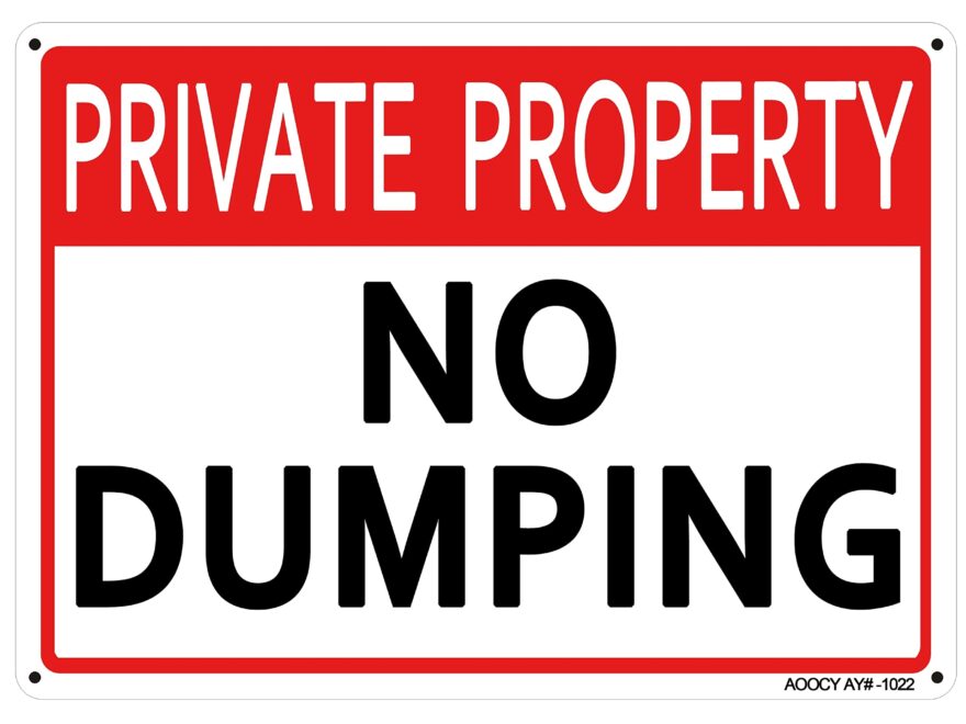 Amazon No Dumping Sign Private Property Metal Aluminum Rust Free 7 X 9 8 Pre Drilled Holes Fade Resistant Weatherproof Patio Lawn Garden