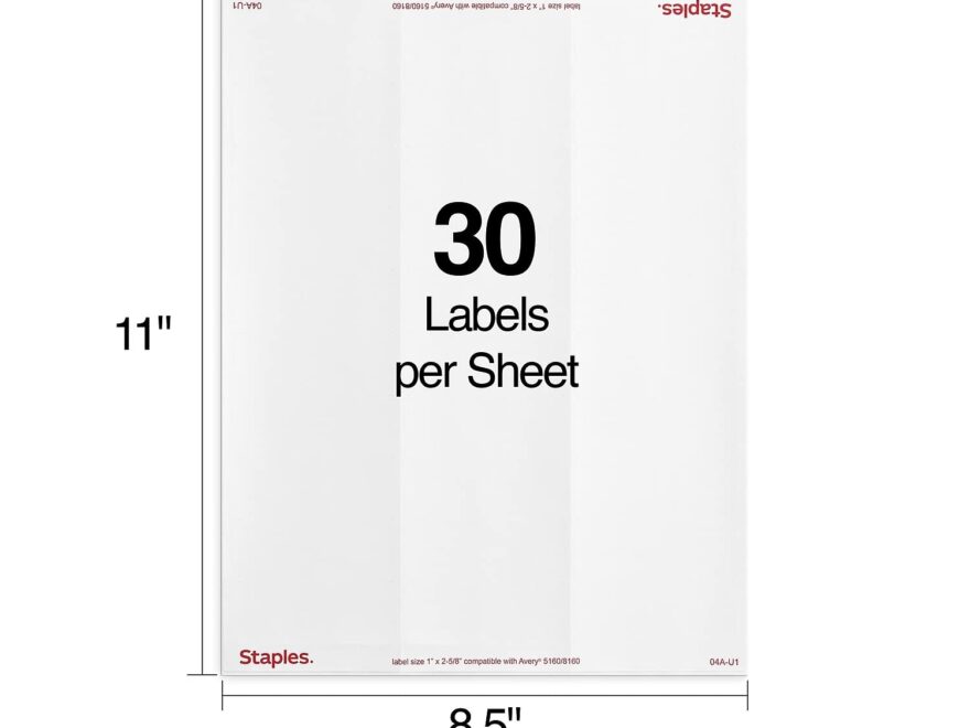 Amazon Staples Laser Inkjet Address Labels Easy to Peel Printable Sticker Paper 1 X 2 5 8 Inch 30 Labels Per Sheet 250 Pack White Office Products