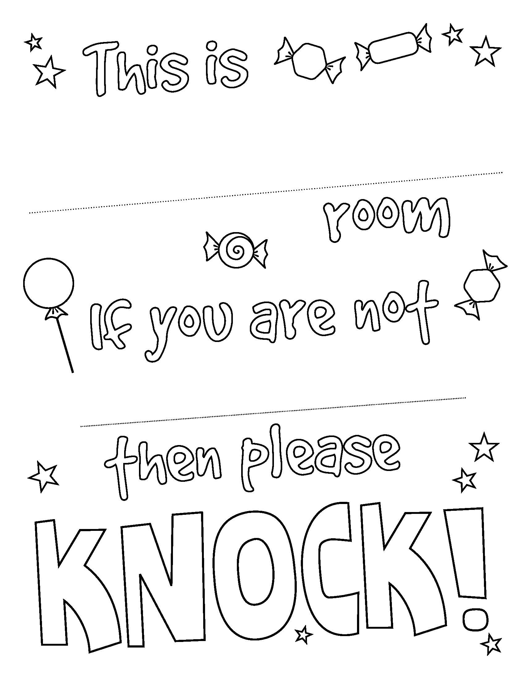 Printable Please Knock Sign Coloring Pages Printable Please Knock Sign Coloring Pages