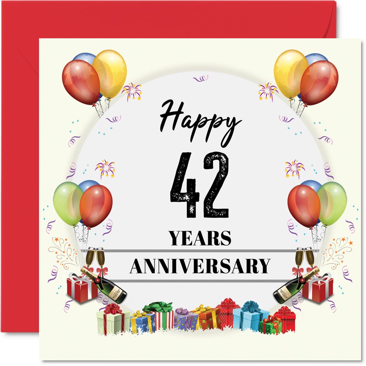 Amazon Stuff4 42nd Anniversary Card For Husband Wife Anniversary Party Happy 42nd Wedding Anniversary Card For Partner 5 7 X 5 7 Inch Greeting Cards For Forty Second Anniversaries Office Products