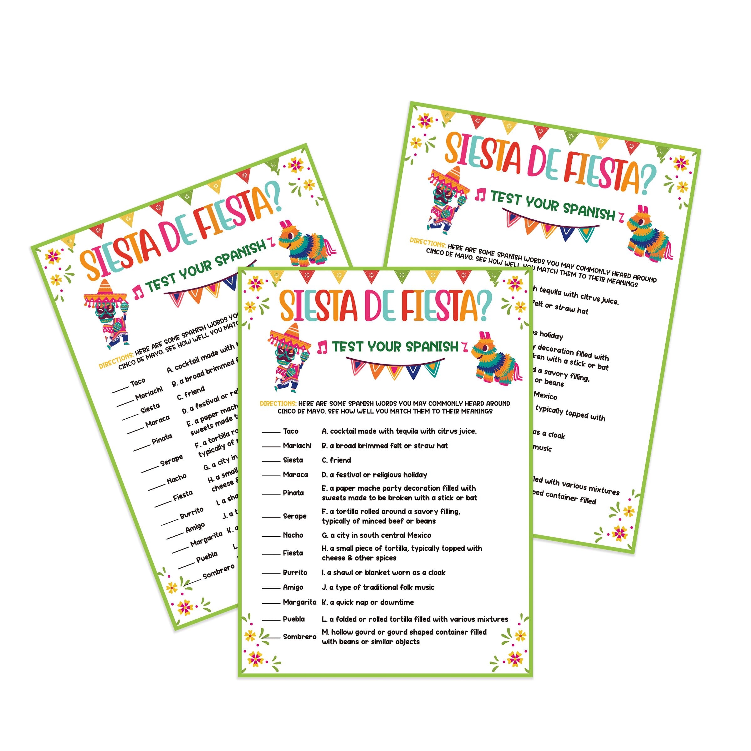 Free Printable Spanish Trivia Cards