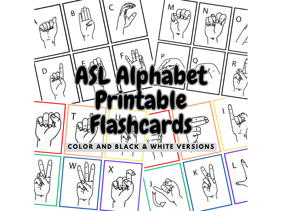 American Sign Language Printable Flash Cards