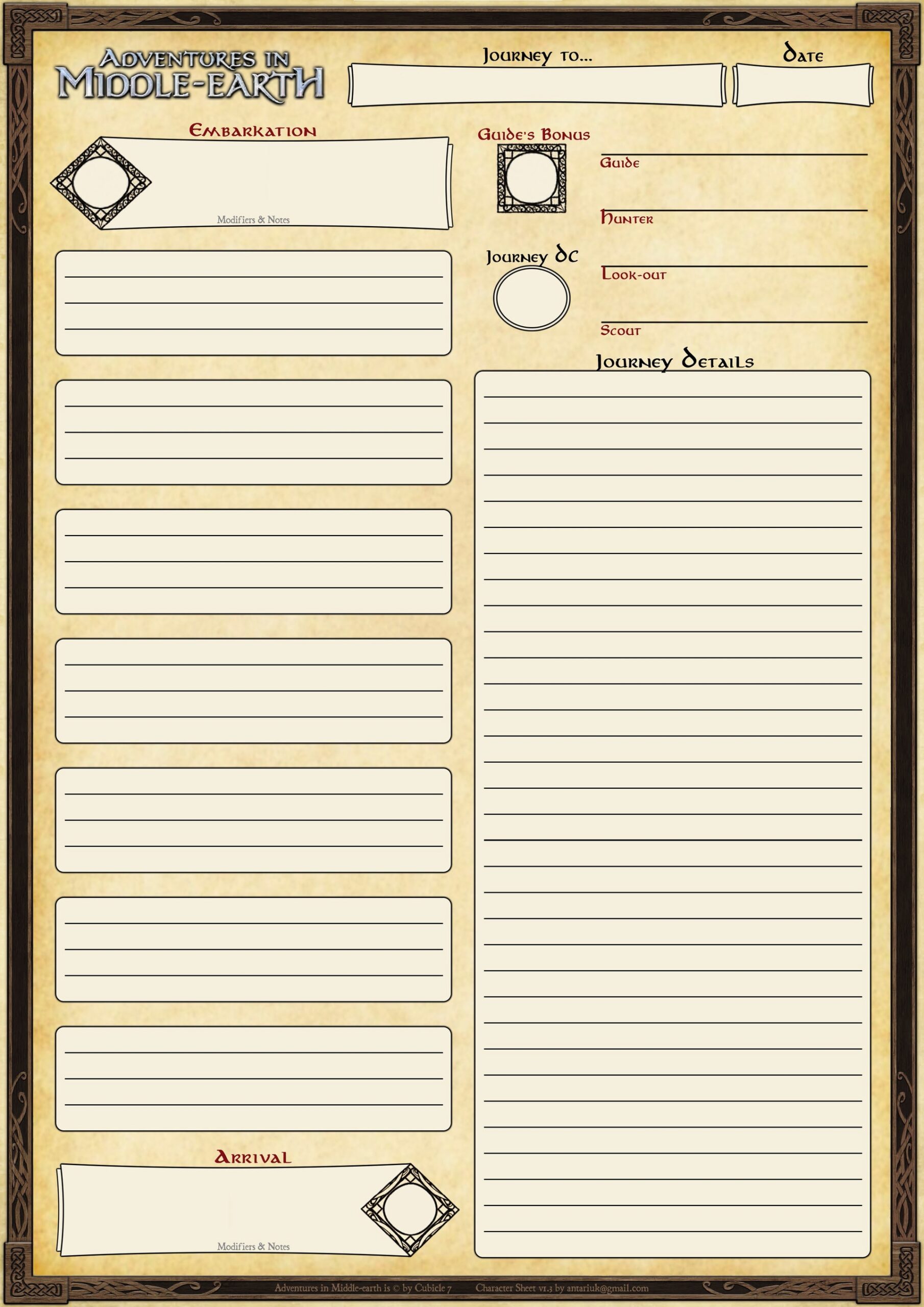 Printable Aime Character Sheet