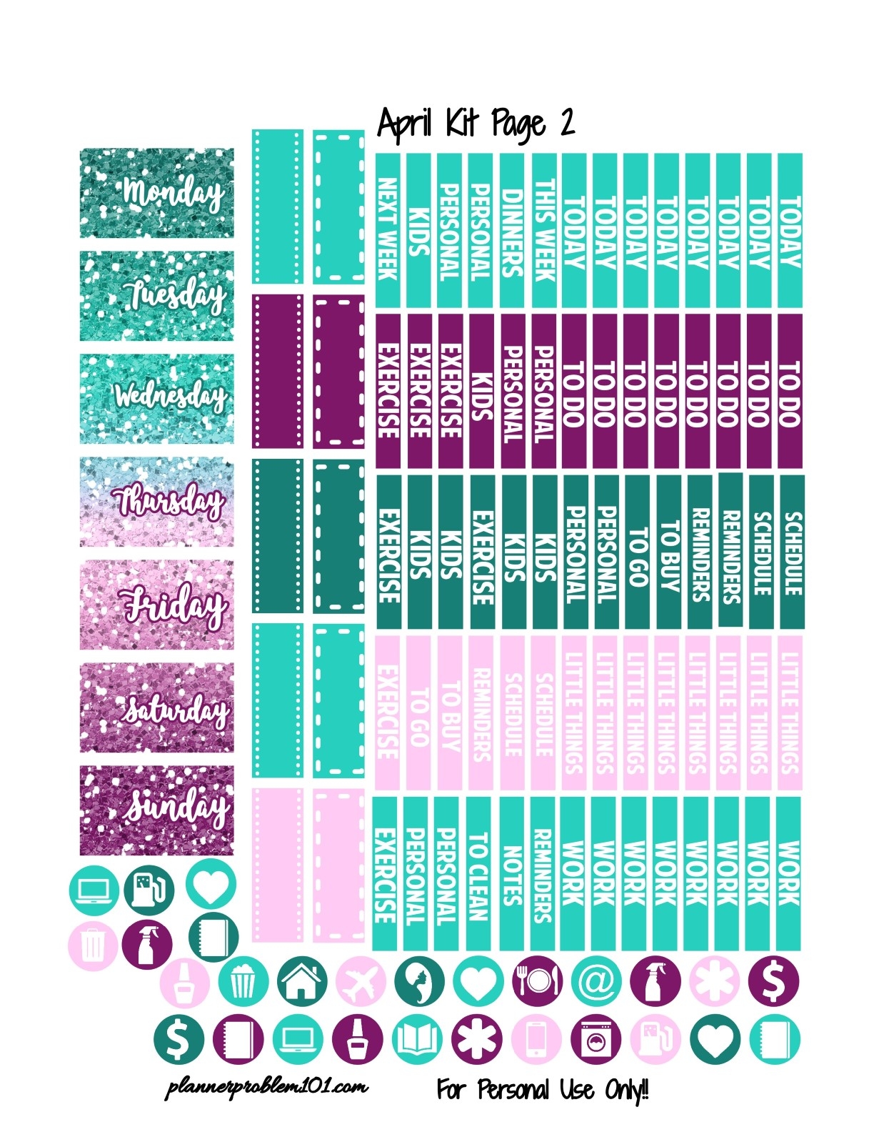 Free April Printable Planner Sticker