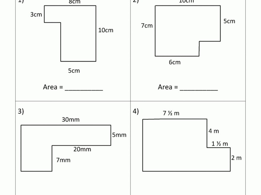 Area Of Rectangle Worksheets