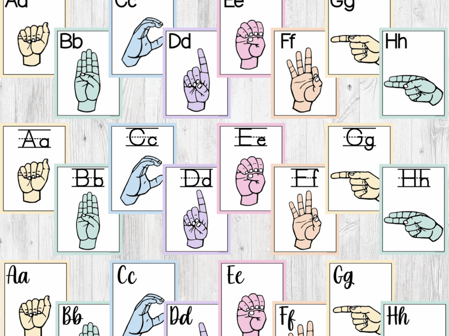 ASL Alphabet Letters ASL Numbers Pastel Classroom Decor Posters Bundle Classful
