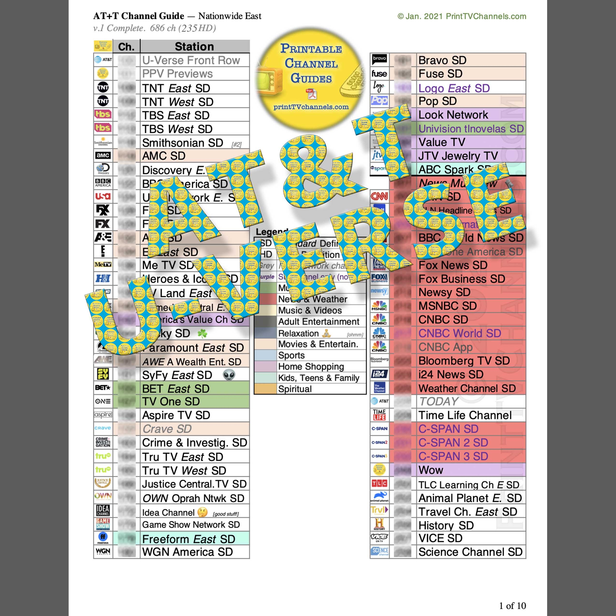 ATT U Verse Channel Lineup Guide Eastern USA PDF For Download ATT U Verse Channel Lineup Guide Eastern USA PDF For Download
