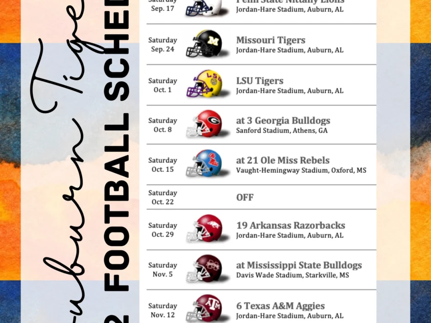 Auburn Tigers 2022 Football Schedule Freebie Simply Elliott