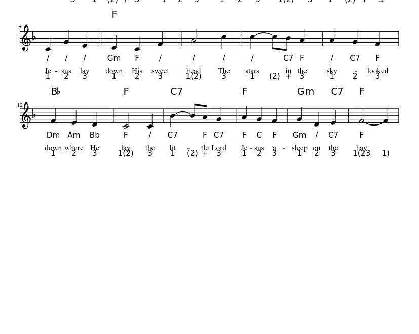 Away In A Manger for Autoharp Sheet Music With Chords For Oboe Solo MuseScore