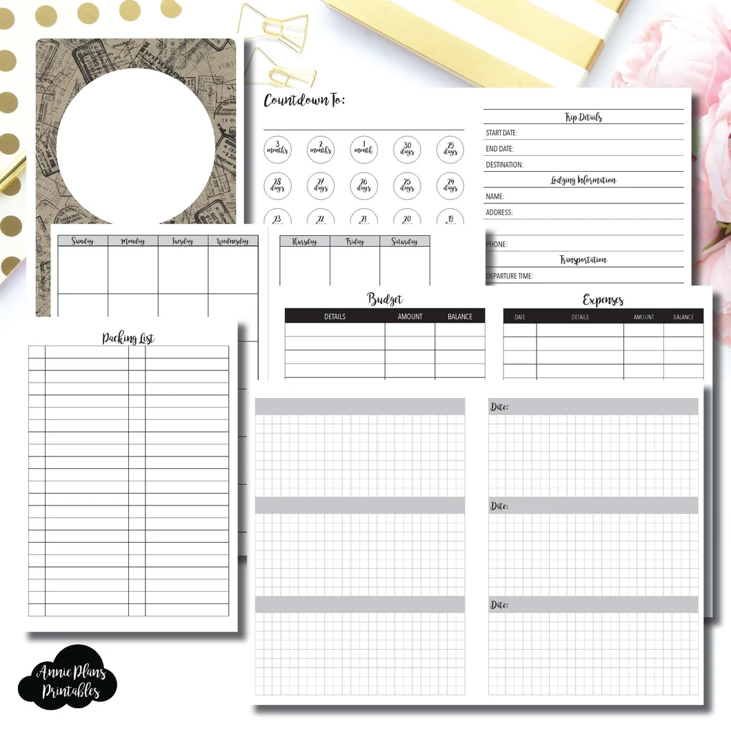 Travelers Notebook Planner Inserts Printable