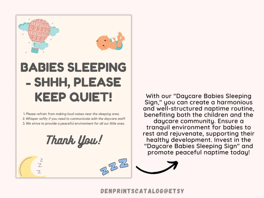 Babies Sleeping Sign Printable Daycare Be Quiet Naptime Poster Perfect For Preschools In Home Child Care Nannies Instant Download PDF Etsy