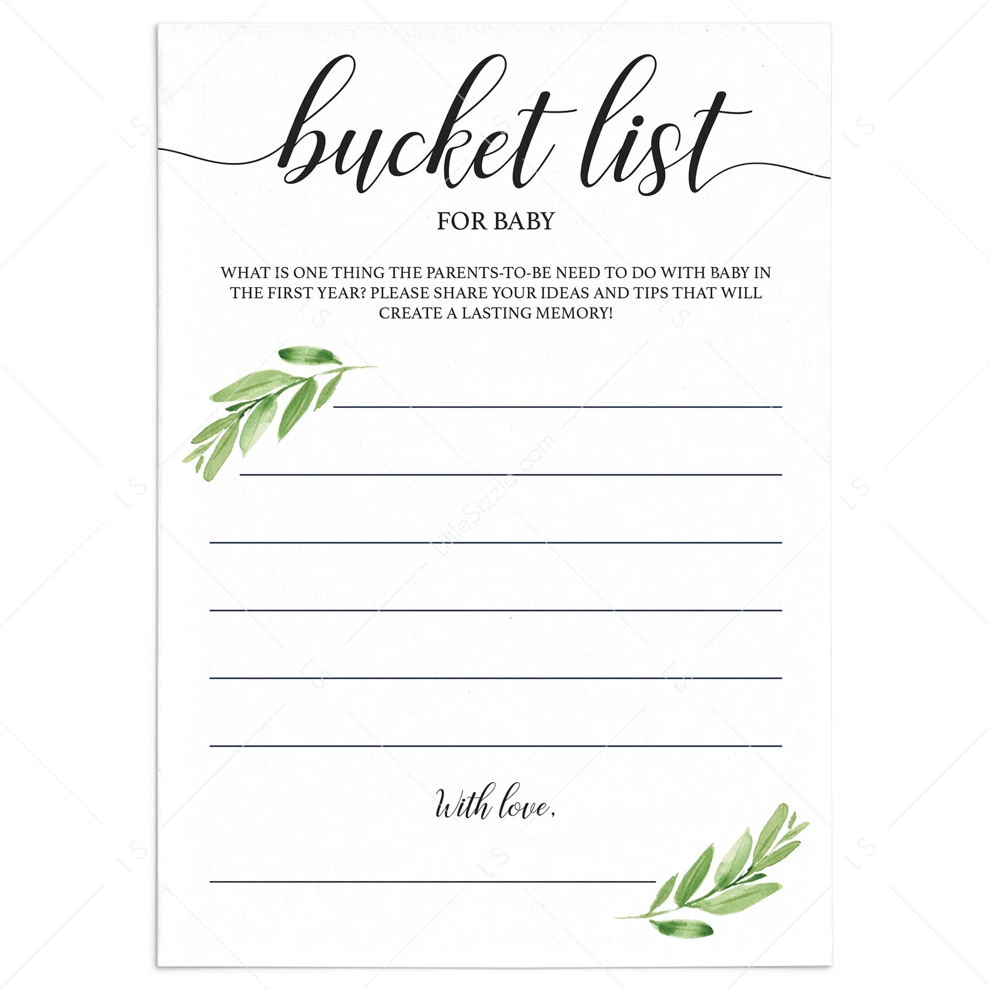 Baby Bucket List Cards Printable Instant Download Baby Keepsakes LittleSizzle