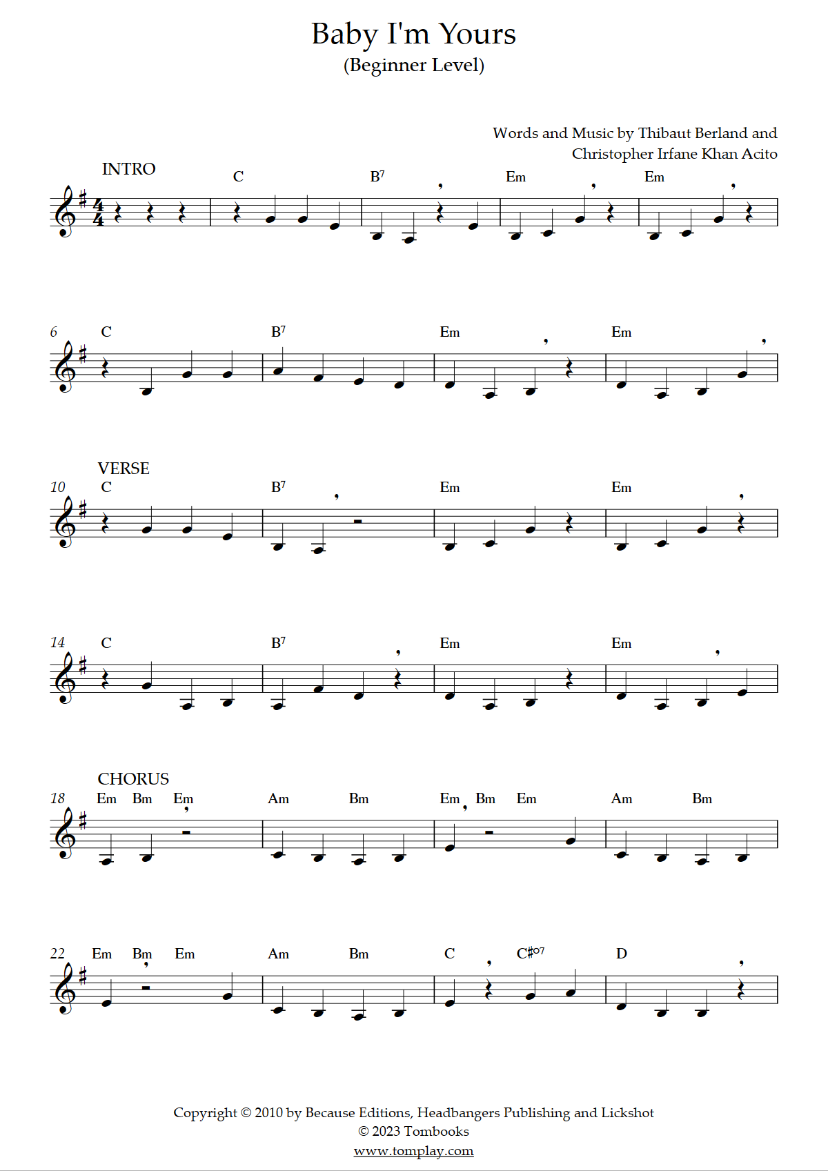 Free Beginner Trumpet Sheet Music Printable