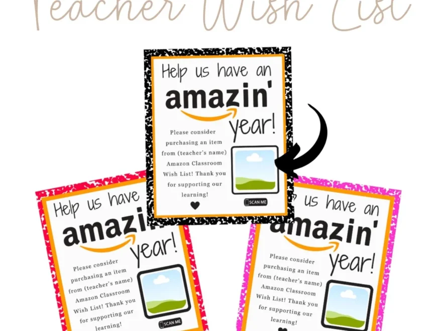 Back To School Wish List For Teachers QR Code Ready Amazon Etsy