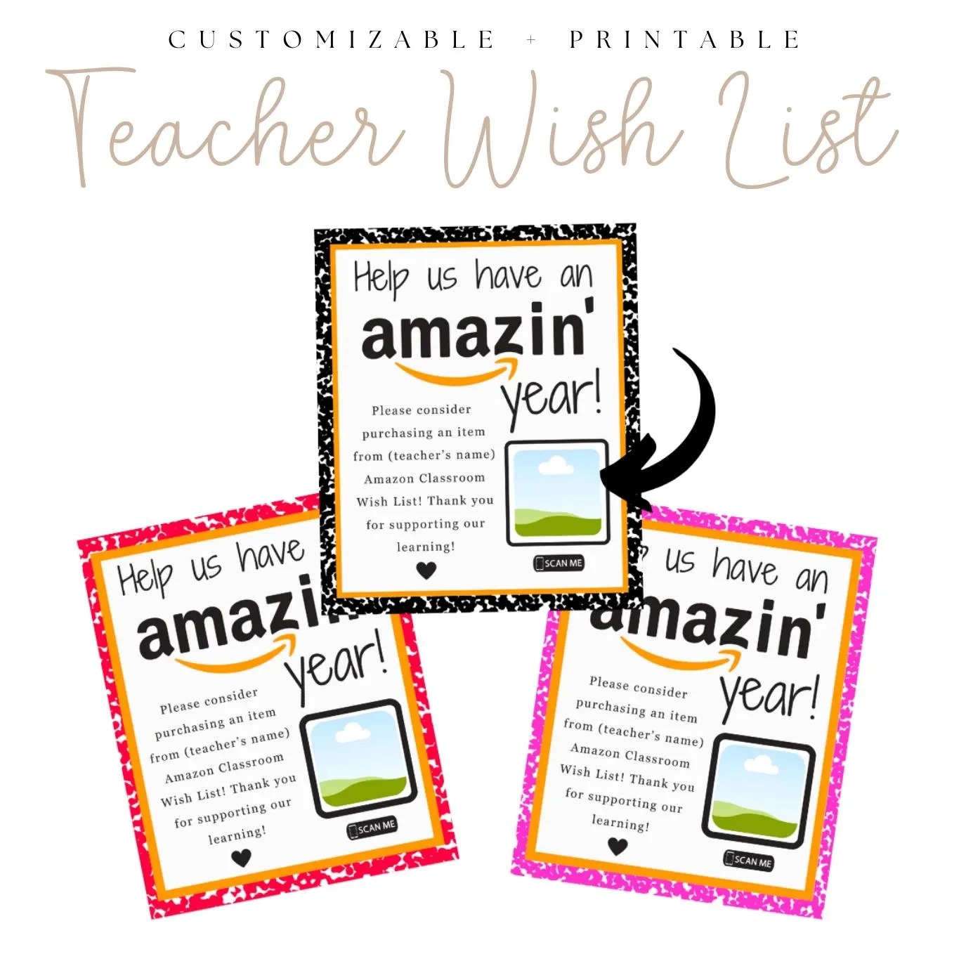 Back To School Wish List For Teachers QR Code Ready Amazon Etsy