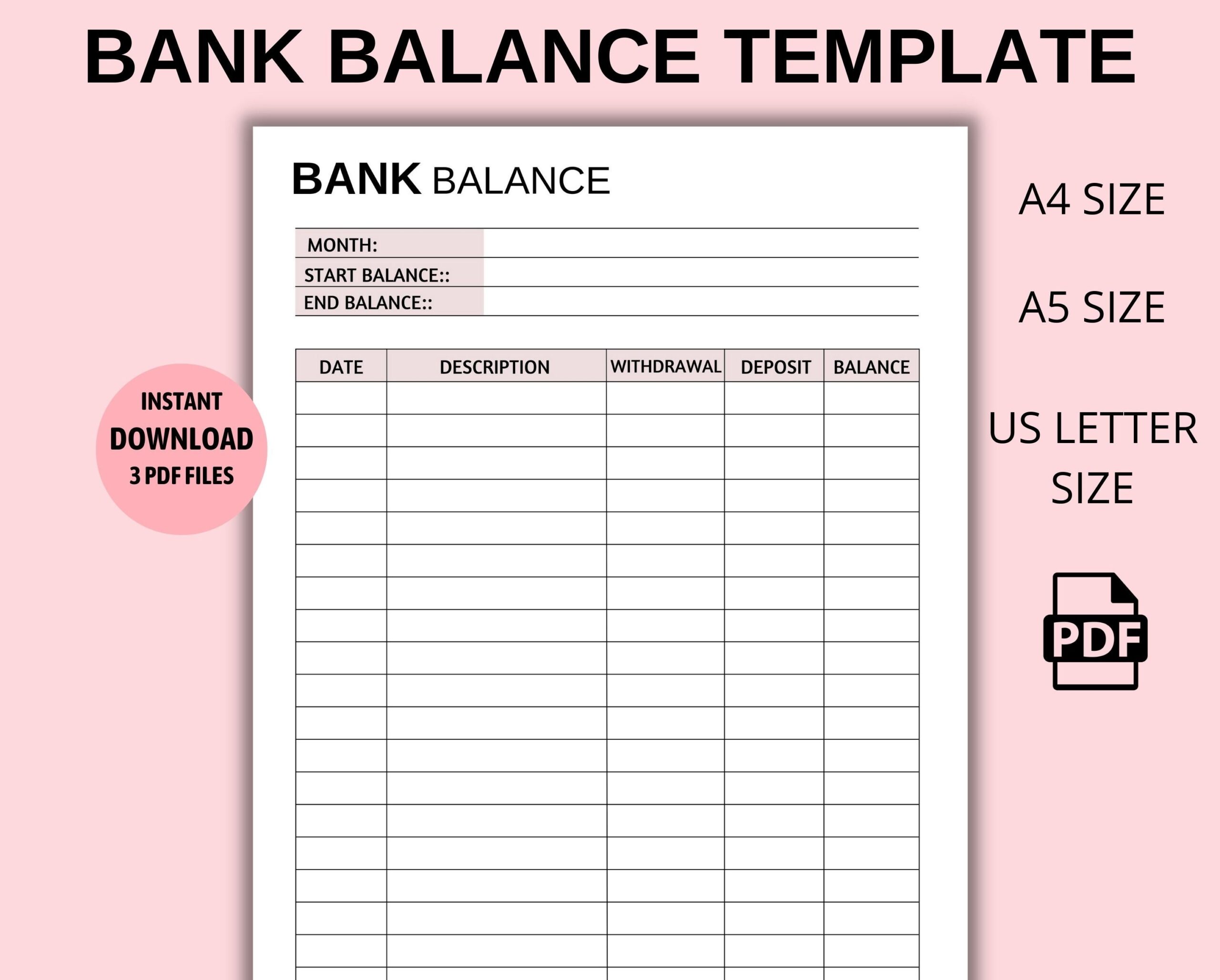 Printable Bank Balance Sheet