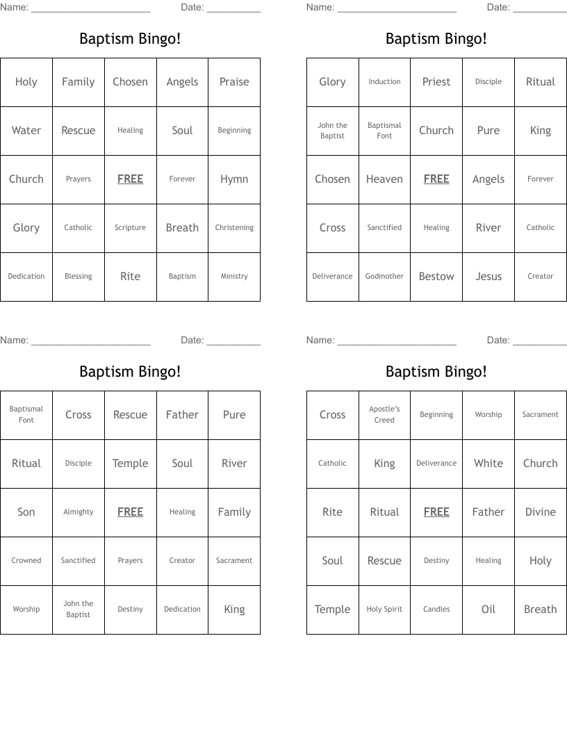 Catholic Baptism Quiz Printables