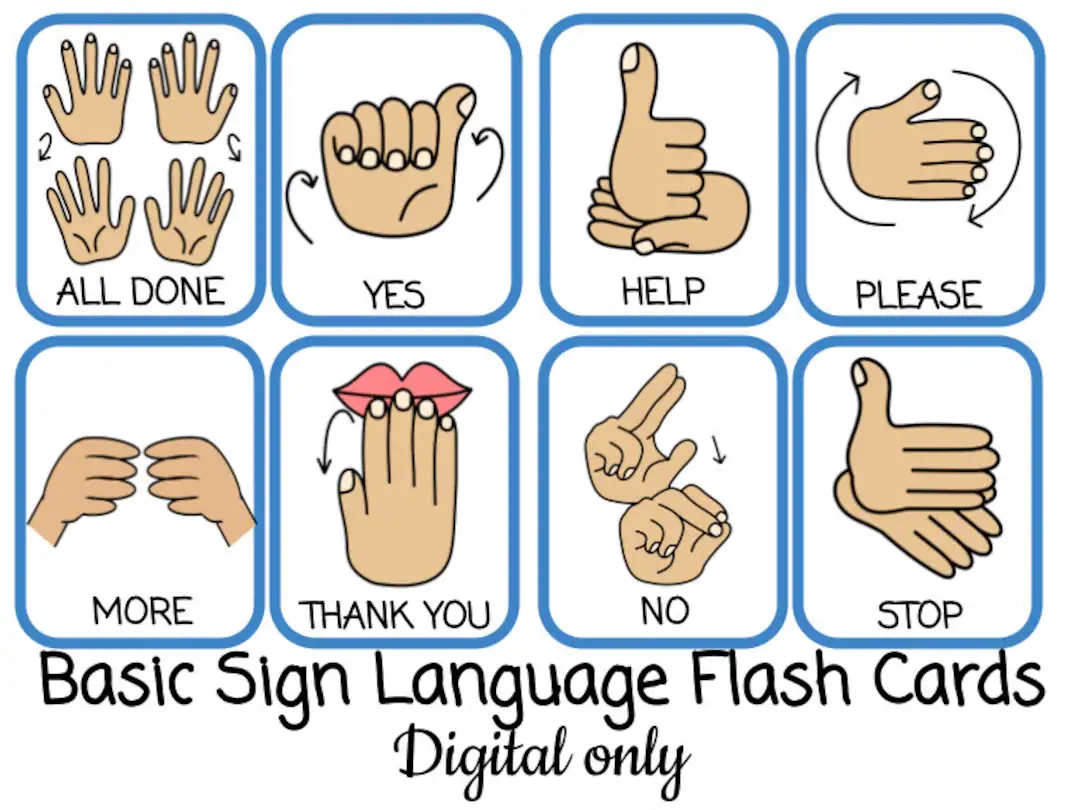 Basic Sign Language DIGITAL Pack 16 Sign Language Cards ASL American Sign Language Etsy Basic Sign Language DIGITAL Pack 16 Sign Language Cards ASL American Sign Language Etsy
