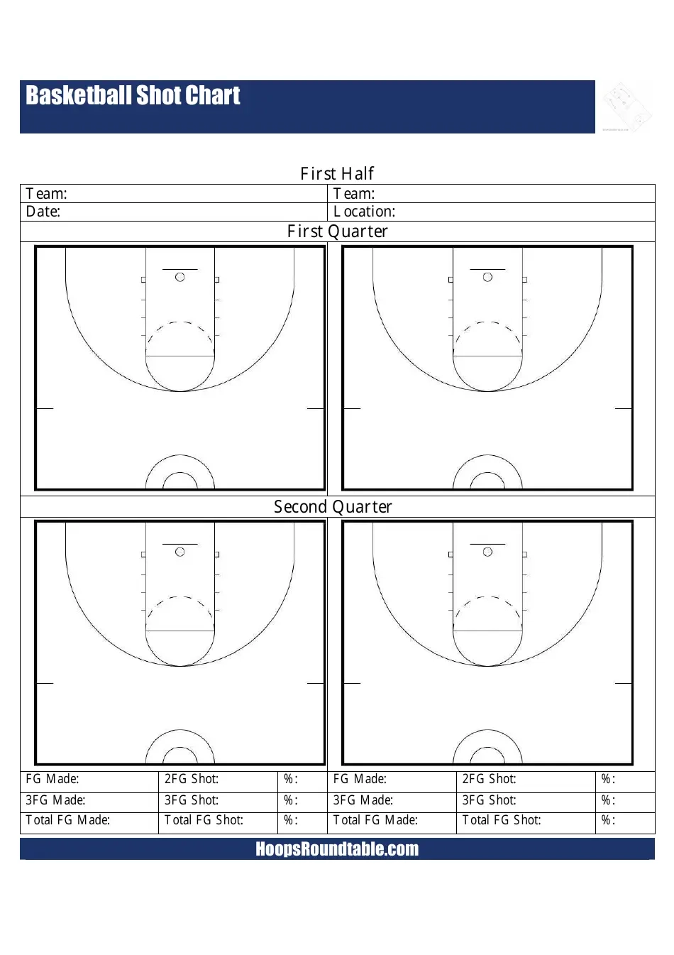 Shot Full Chart Basketball Printable