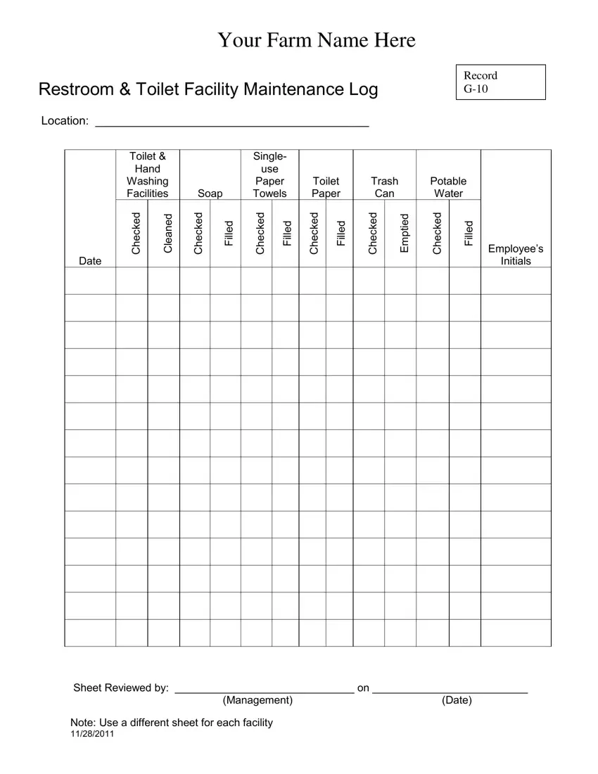 Bathroom Cleaning Log Sheet Fill Out Printable PDF Forms Online