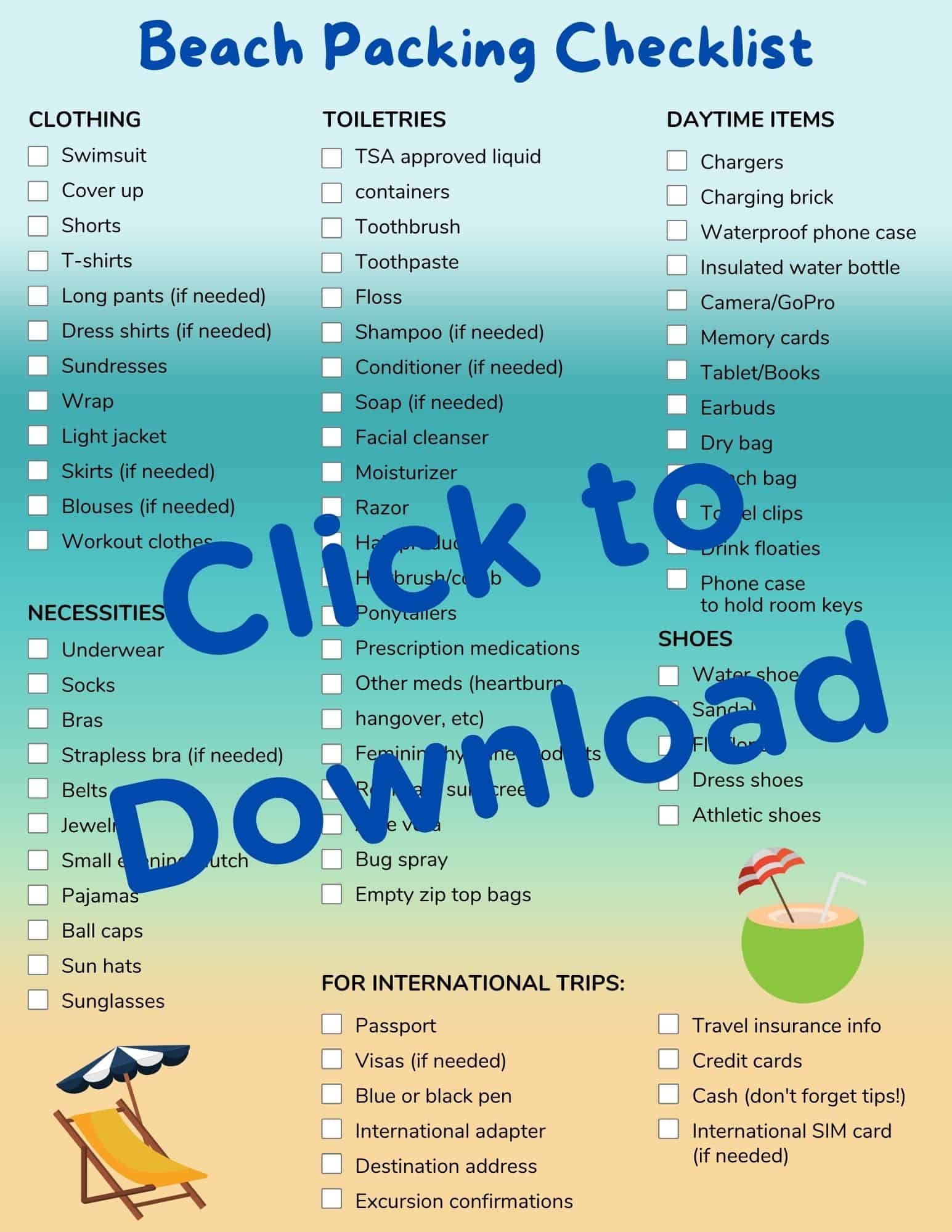 Printable Packing List For Caribbean Vacation Printable Packing List For Caribbean Vacation
