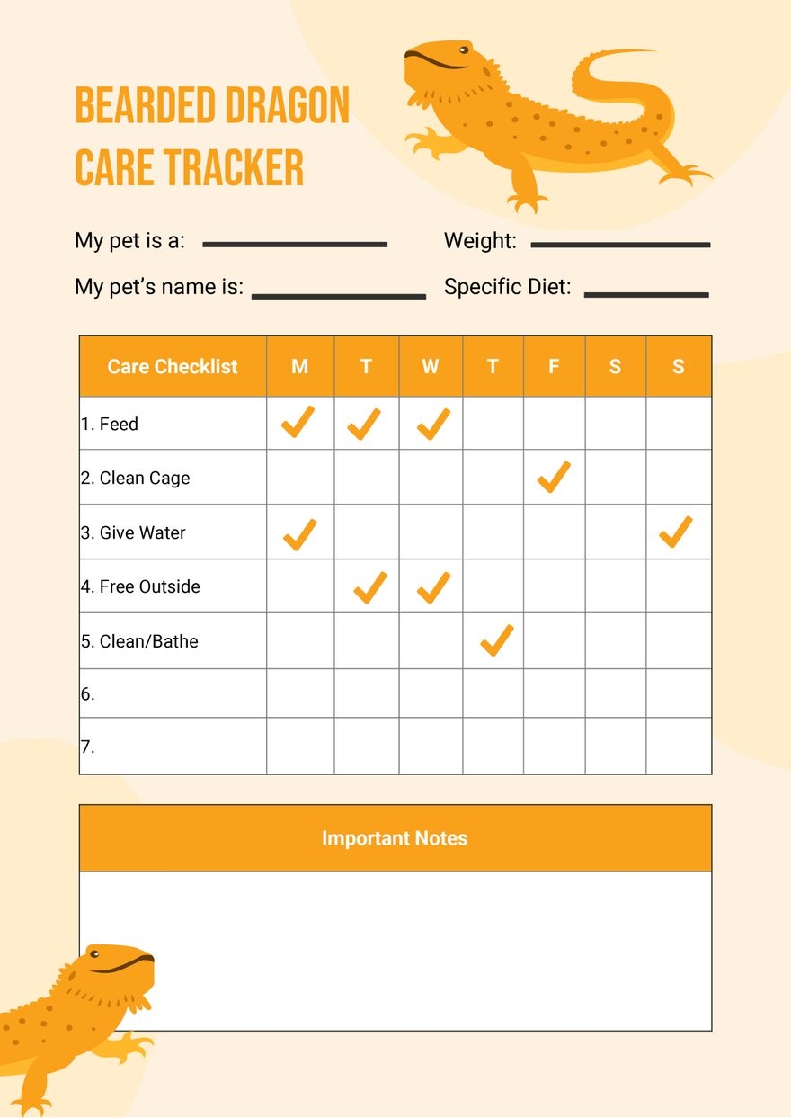 Bearded Dragon Care Chart In Illustrator PDF Download Template Bearded Dragon Care Chart In Illustrator PDF Download Template