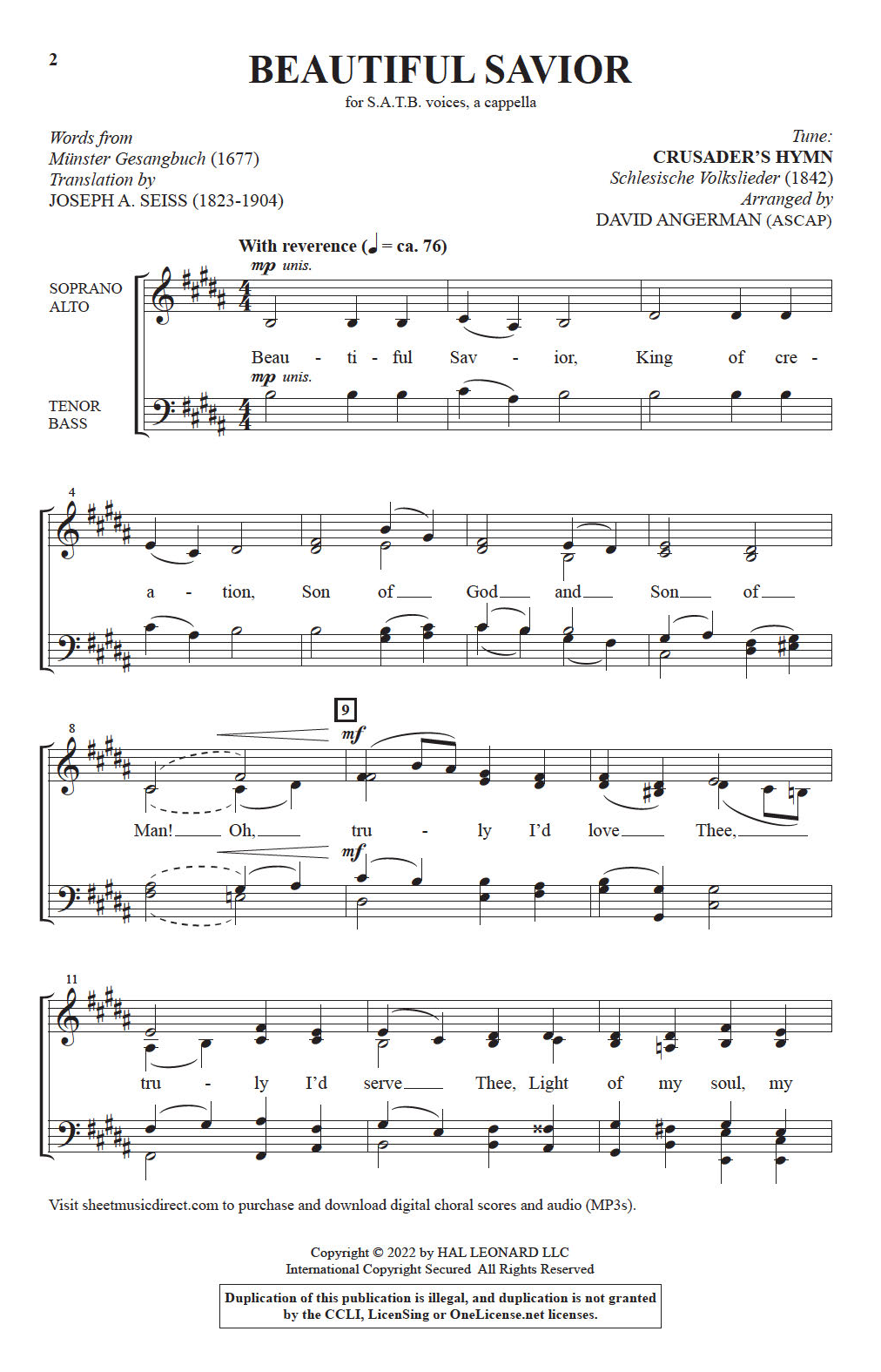 Beautiful Savior Printable Sheet Music Beautiful Savior Printable Sheet Music