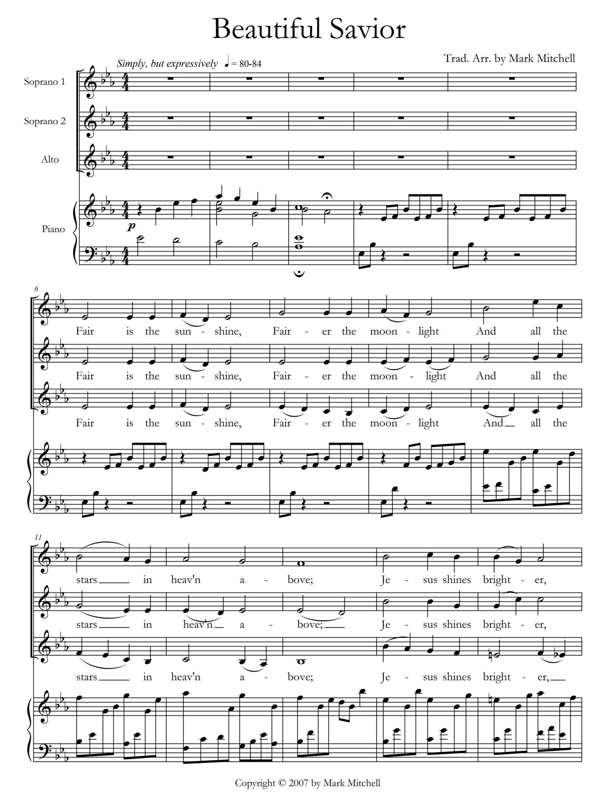 Beautiful Savior SSA Mark Mitchell Music Beautiful Savior SSA Mark Mitchell Music